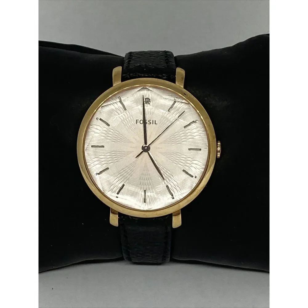 Fossil ES3860 Women's Black Leather Analog Dial Quartz Genuine Watch QB480